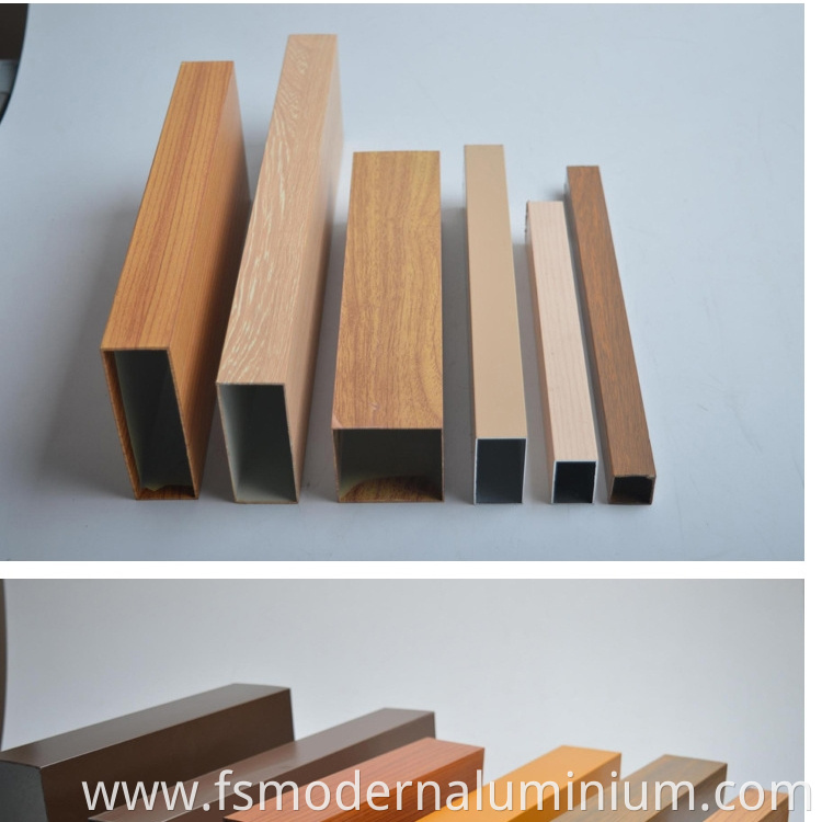 6063 T5 Powder Coating Wood Grain Aluminium Square Tube Profile For Furniture Decoration5